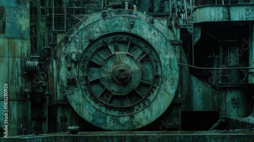 Rusty Industrial Machine in Abandoned Factory Setting