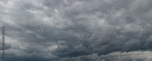 panorama of stormy, monochrome sky, dramatic clouds