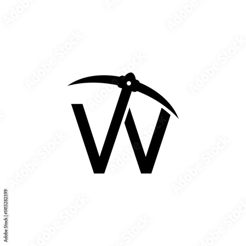 letter w initial miner tools monogram logo