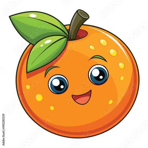 Cute cartoon orange with happy expression