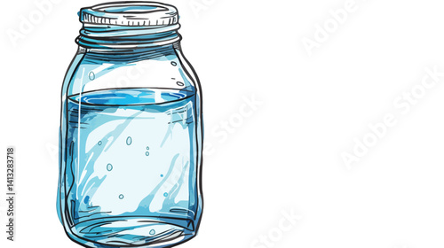 Hand-Drawn Glass Jar of Water: Rustic, Simple, and Refreshing Vector Illustration eco pure icon cute
