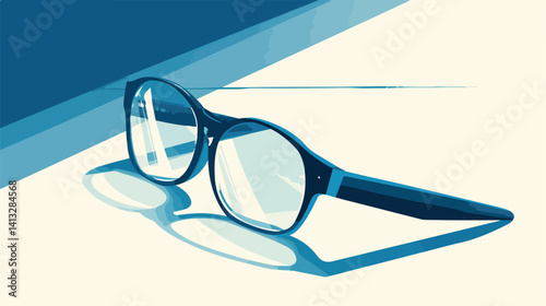 Stylish Eyeglasses Cast a Shadow on a Tabletop, Minimalist Still Life Photography art dark view mood