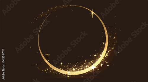 Magical Sparkling Stardust Circle Frame: Perfect for elegant designs, invitations, and festive      
