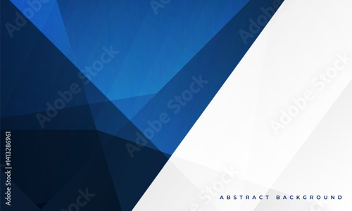 Blue and white modern abstract background banner with geometric shapes. Vector illustration