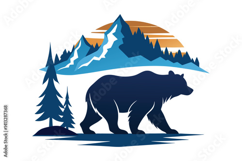 Grizzly Bear walking in the Mountain