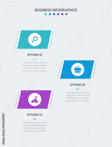 Vertical progress bar featuring 3 arrow-shaped elements, symbolizing the three stages of business strategy and progression. Clean timeline infographic design template. Vector for mobile presentation.