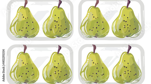 Fresh Green Pear Seeds in Plastic Packaging: Healthy Flat Icon Design for Food and Health Brands eco
