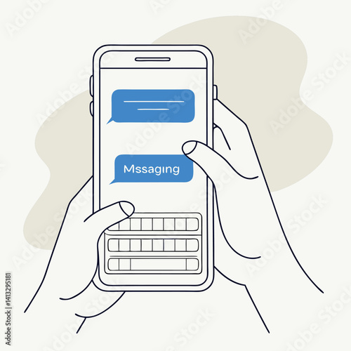 Hands Holding Smartphone Vertically: Mobile Messaging and Communication.