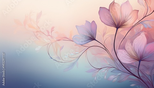 Hintergrundbild einer eleganten Blumensilhouette vor einem sanften Farbverlauf.