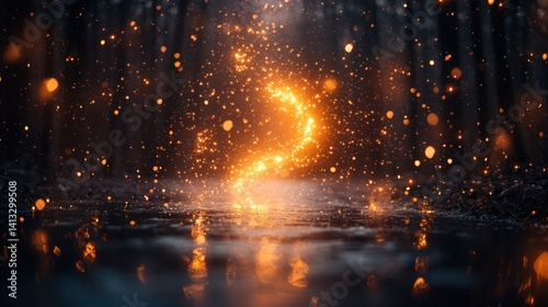Enchanted Forest Night: Sparkles and Reflections
