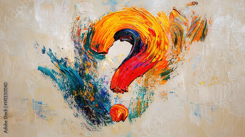 Obraz na płótnie Vibrant Abstract Question Mark Design for Creative Expression and Inspiration w salonie