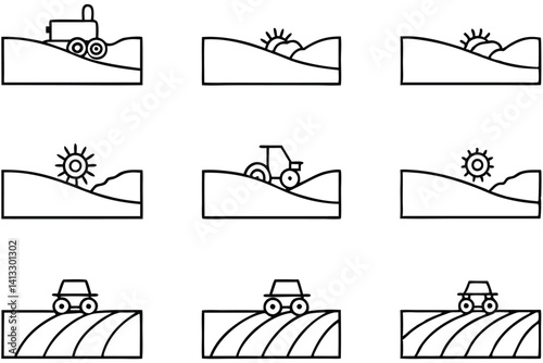 Field Plowing Tools Vector Collection