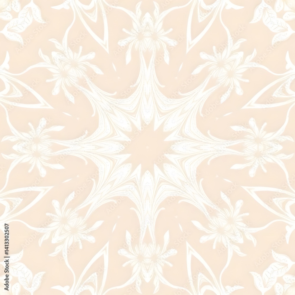 Fototapeta premium White Floral Swirls: An Elegant Embossed Pattern