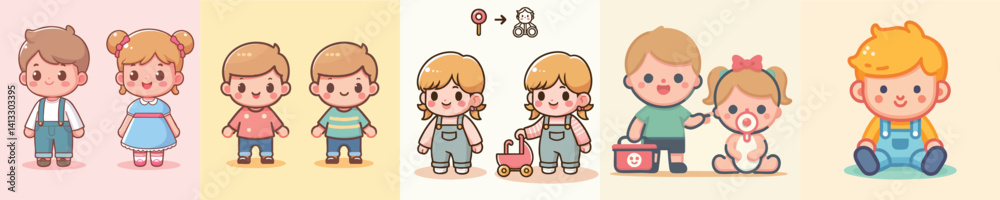 Cute little boy character vector Cute little boy character vector