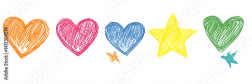 Obraz na płótnie Collection of hand drawn colorful charcoal doodles and squiggles in a childish style. Collage and design elements. colorful pencil drawings. flat w salonie