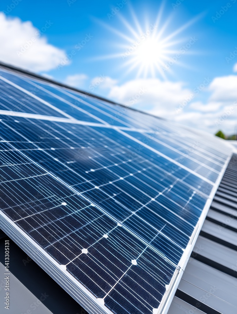 Fototapeta premium Solar Panels on New Homes - Sustainable energy, clean power, eco-friendly homes, renewable resources, bright future