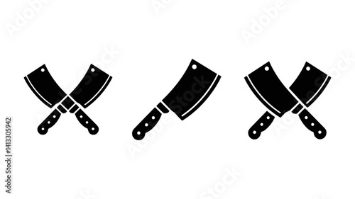 Butcher's Knives: An evocative display of crossed butcher knives, meticulously crafted for the culinary arts, showcasing sharpness and precision.