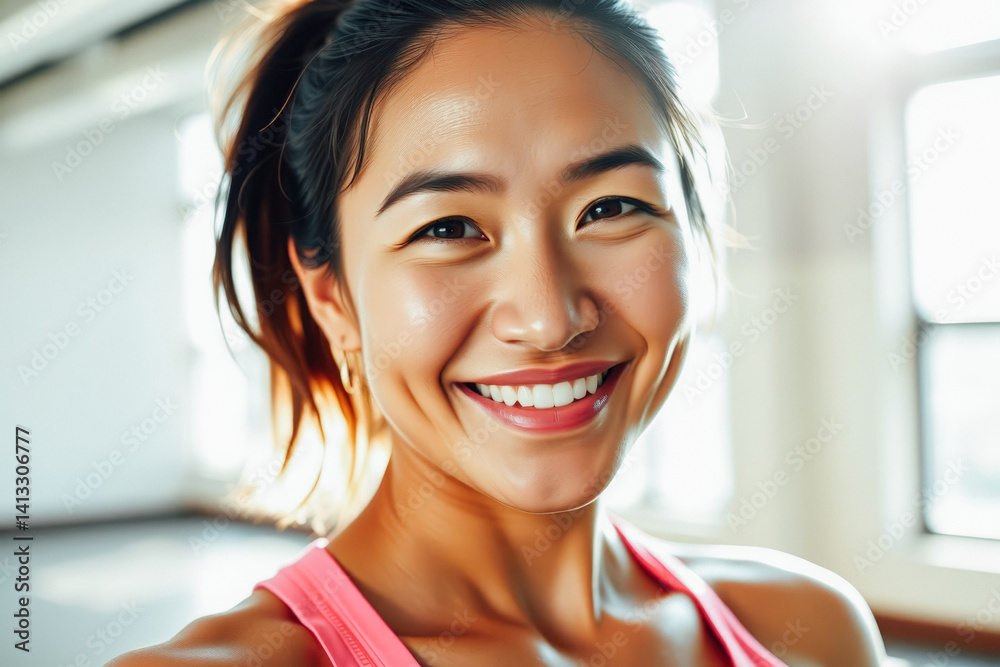 Smiling Woman Portrait Studio shot in gym