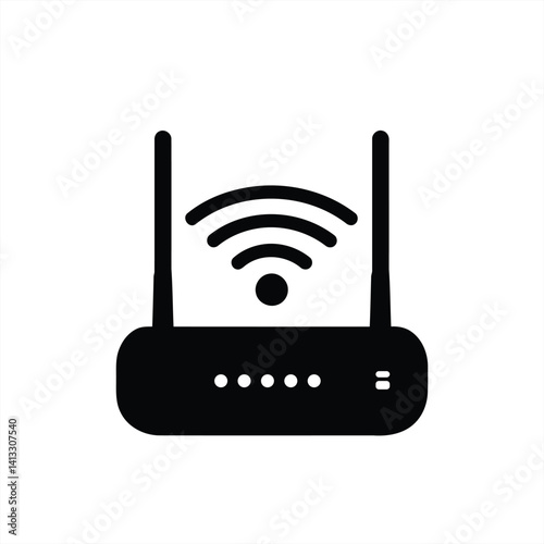 Flat vector icon of wireless router and modem with wifi signal for web and mobile apps