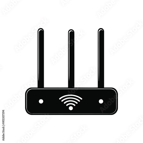 Flat vector icon of wireless router and modem with wifi signal for web and mobile apps