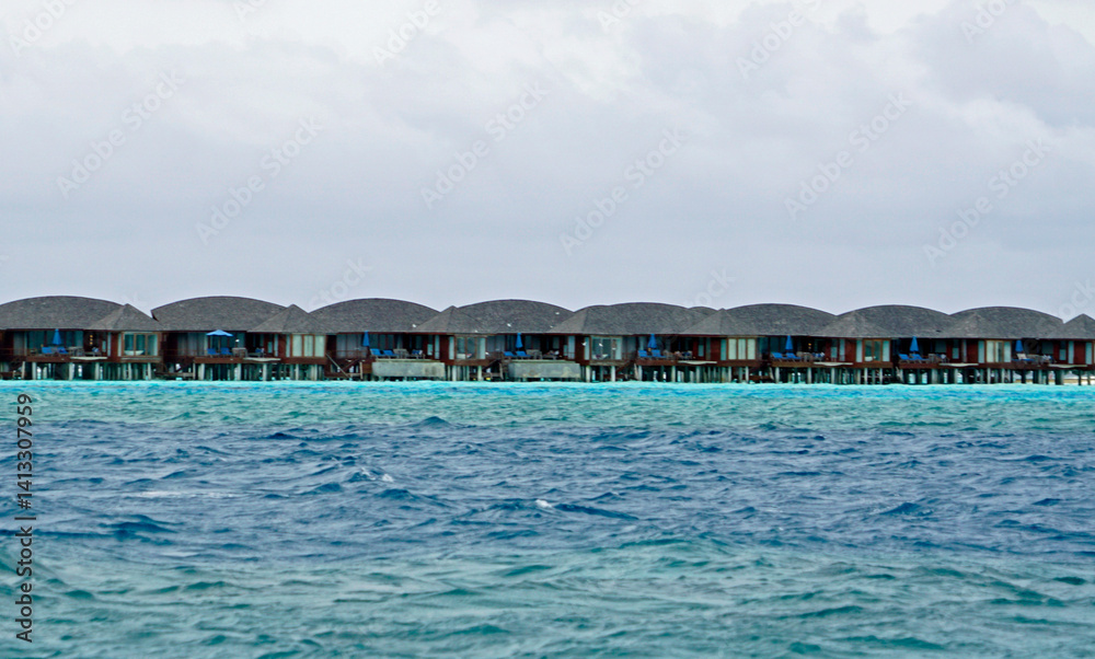 water villas on a exotic maldives island