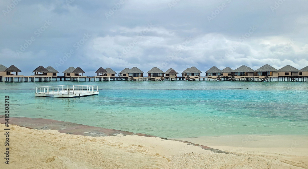 water villas on a exotic maldives island
