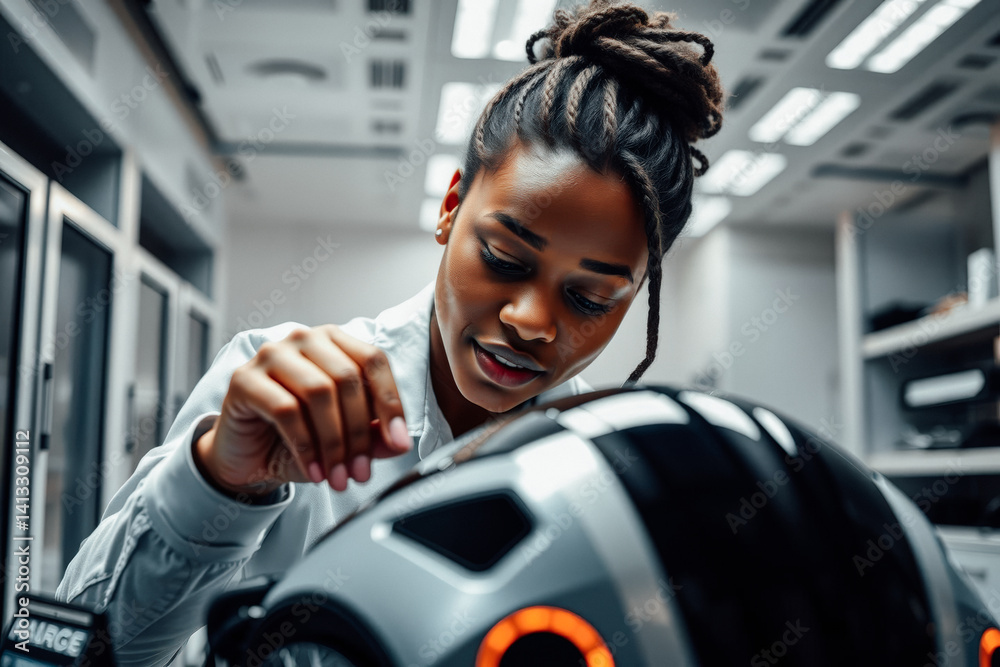 Focused Engineer Working on Futuristic Technology
