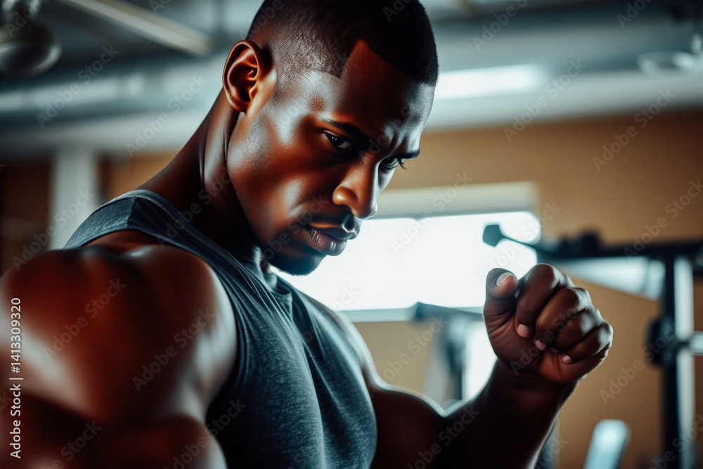 Focused Fitness Man Ready to Strike