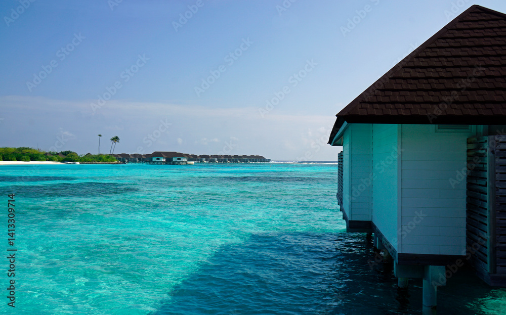 water villas on a exotic maldives island
