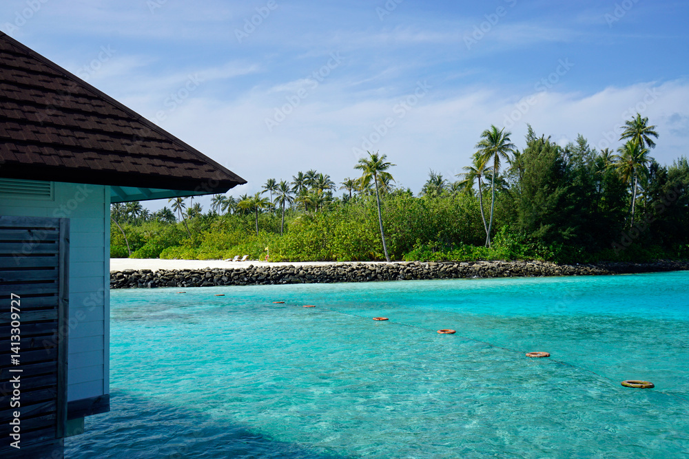 water villas on a exotic maldives island