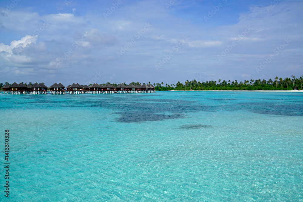 water villas on a exotic maldives island