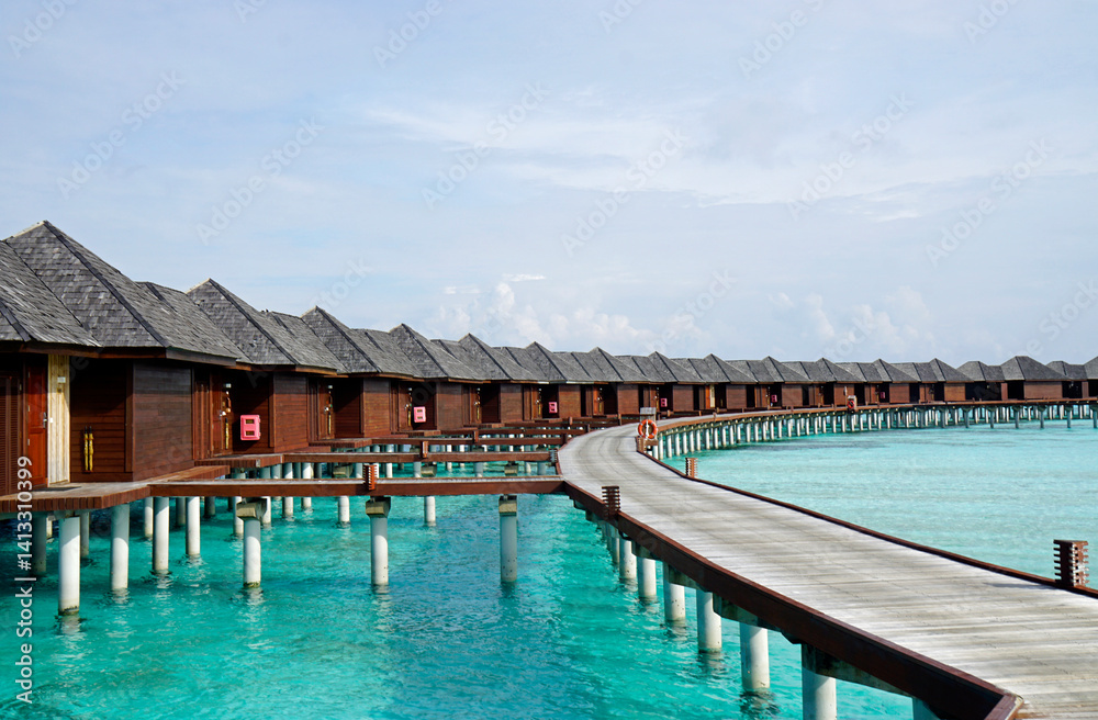 water villas on a exotic maldives island