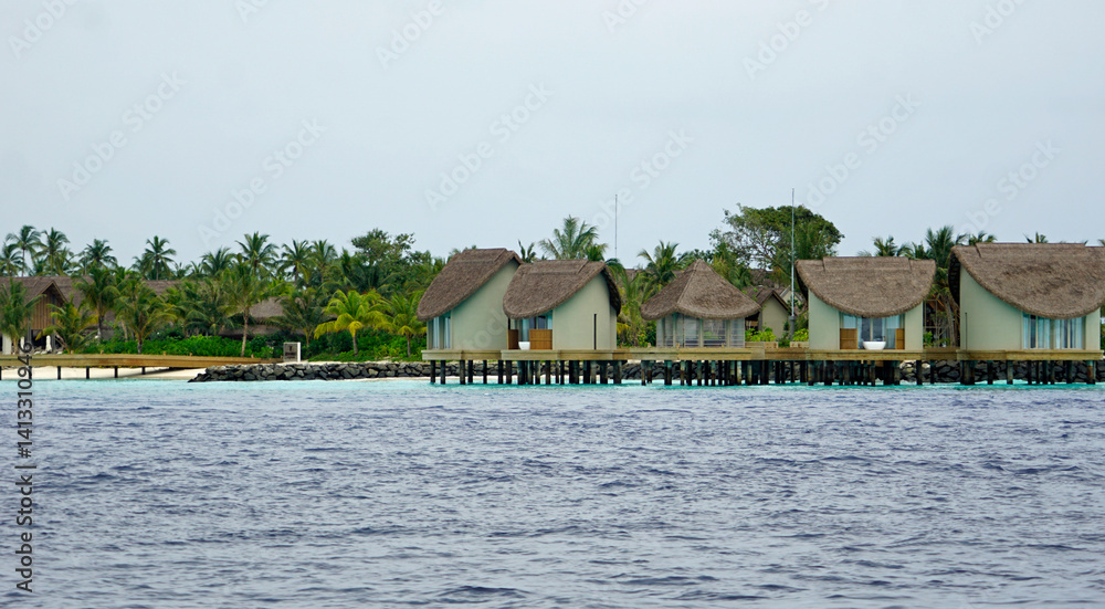 water villas on a exotic maldives island