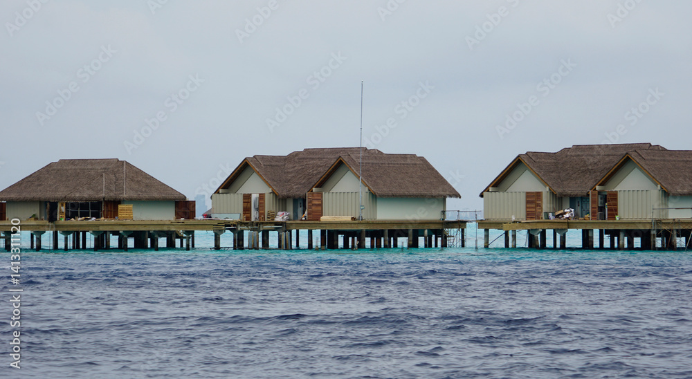 water villas on a exotic maldives island