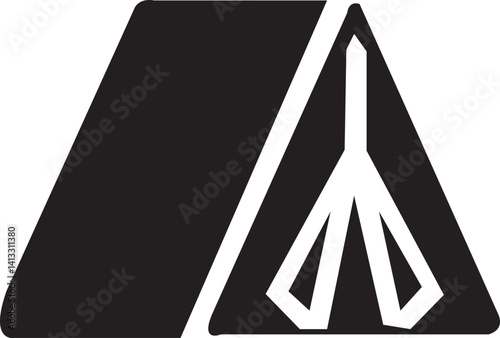 Tourist camping tent vector icon set on a white background, rest, food, people