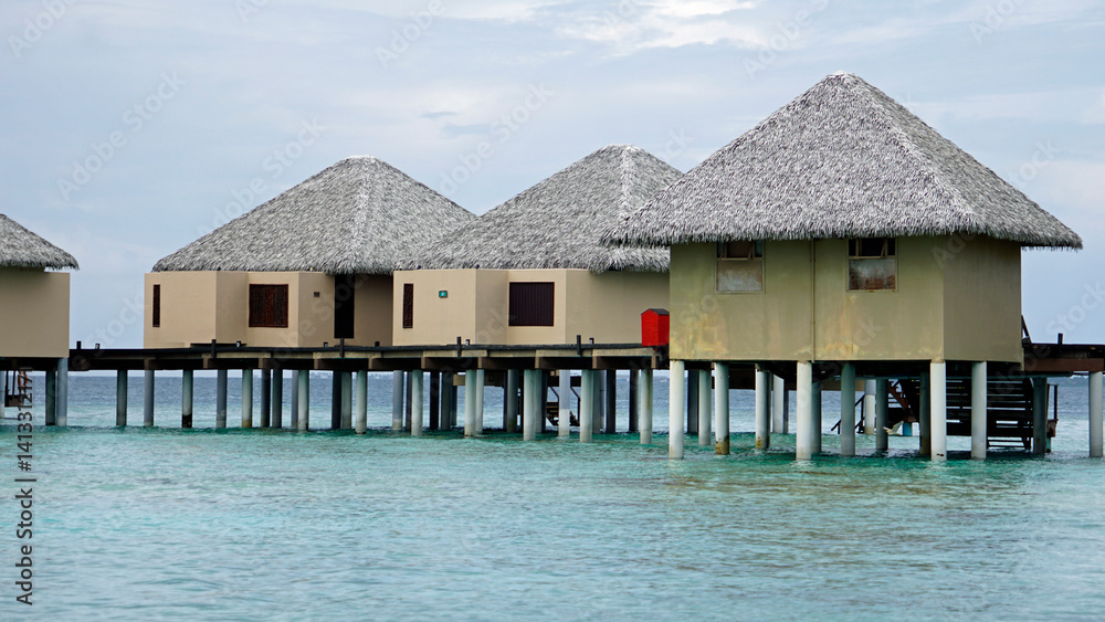 water villas on a exotic maldives island