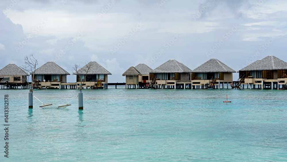 water villas on a exotic maldives island