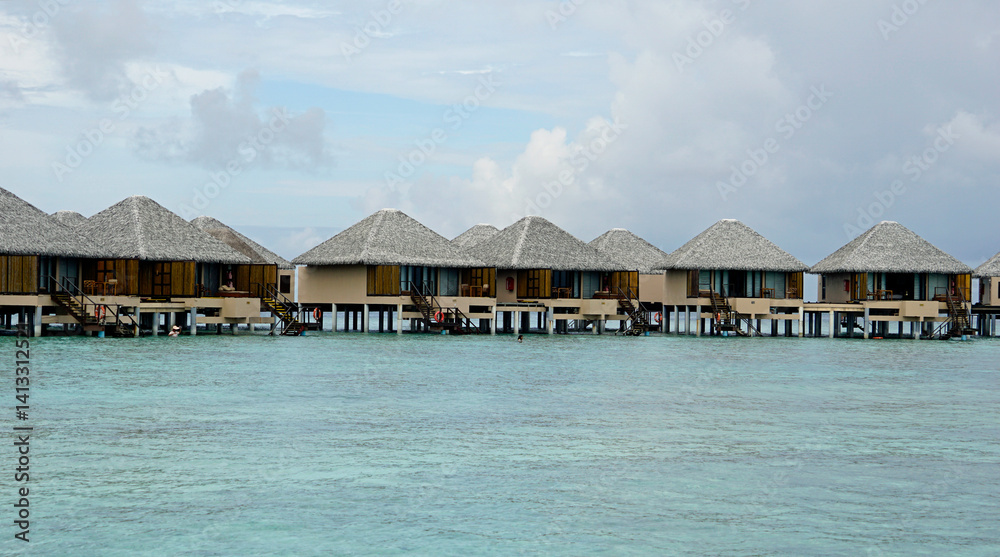 water villas on a exotic maldives island