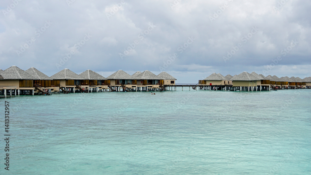 water villas on a exotic maldives island