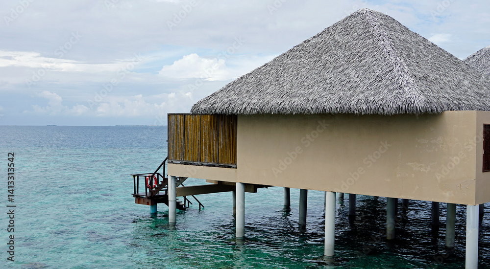 water villas on a exotic maldives island