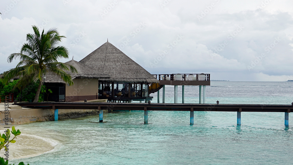 water villas on a exotic maldives island