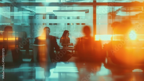 Wallpaper Mural Blurred Business Meeting with Team in Conference Room Behind Glass Torontodigital.ca