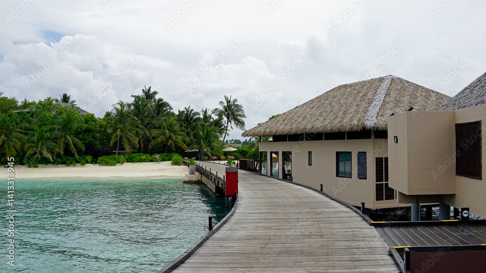 water villas on a exotic maldives island