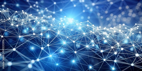 Abstract Digital Network - Blue and White Interconnected Nodes, Network Structure, Technology, Network, Connection