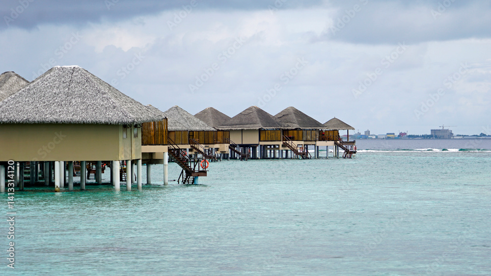 water villas on a exotic maldives island