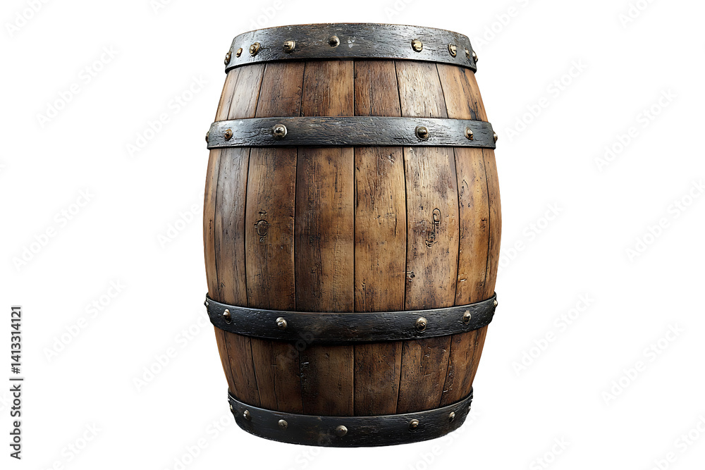Fototapeta premium Wooden Barrel is on Transparent Background, PNG Image.