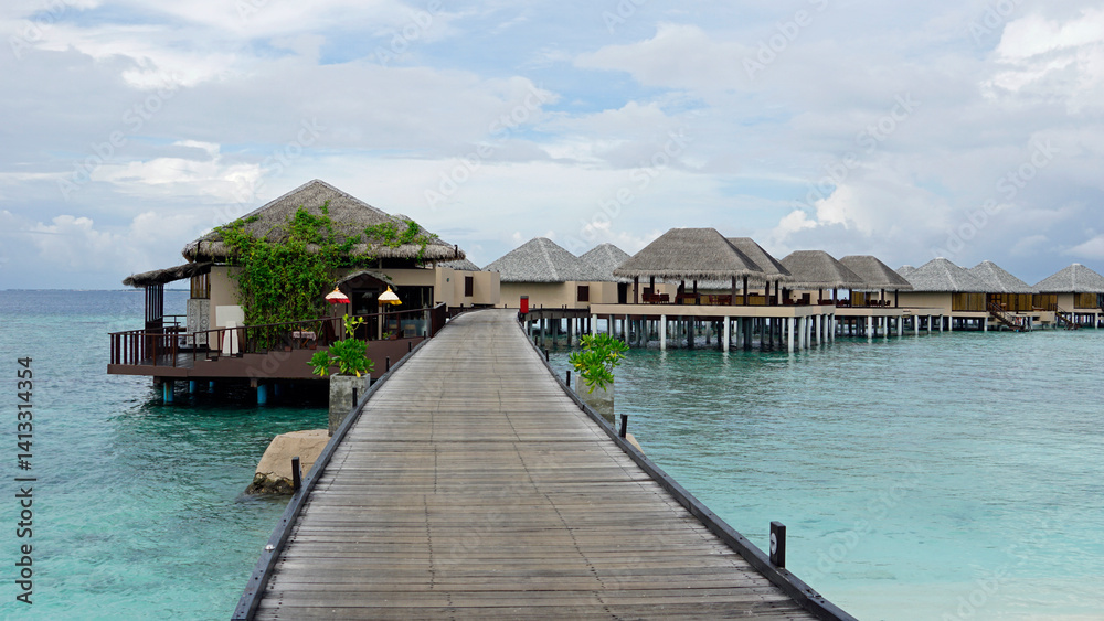 water villas on a exotic maldives island