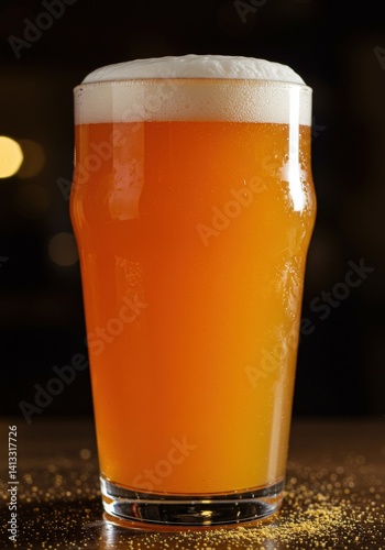 A hazy NEIPA with juicy orange turbidity and lupulin powder.