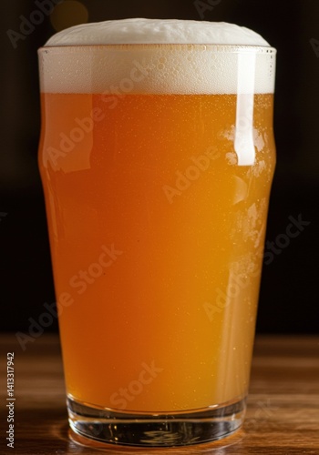 A hazy NEIPA with juicy orange turbidity and lupulin powder.