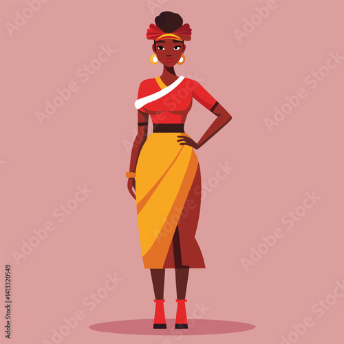 Stylish African Woman in Traditional Clothing
